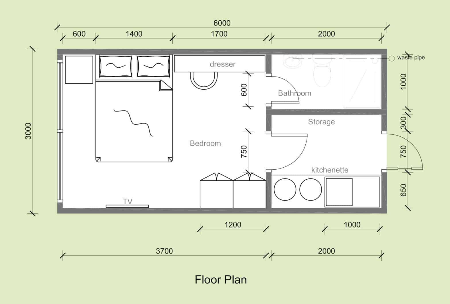 hotel room floor plan dimensions